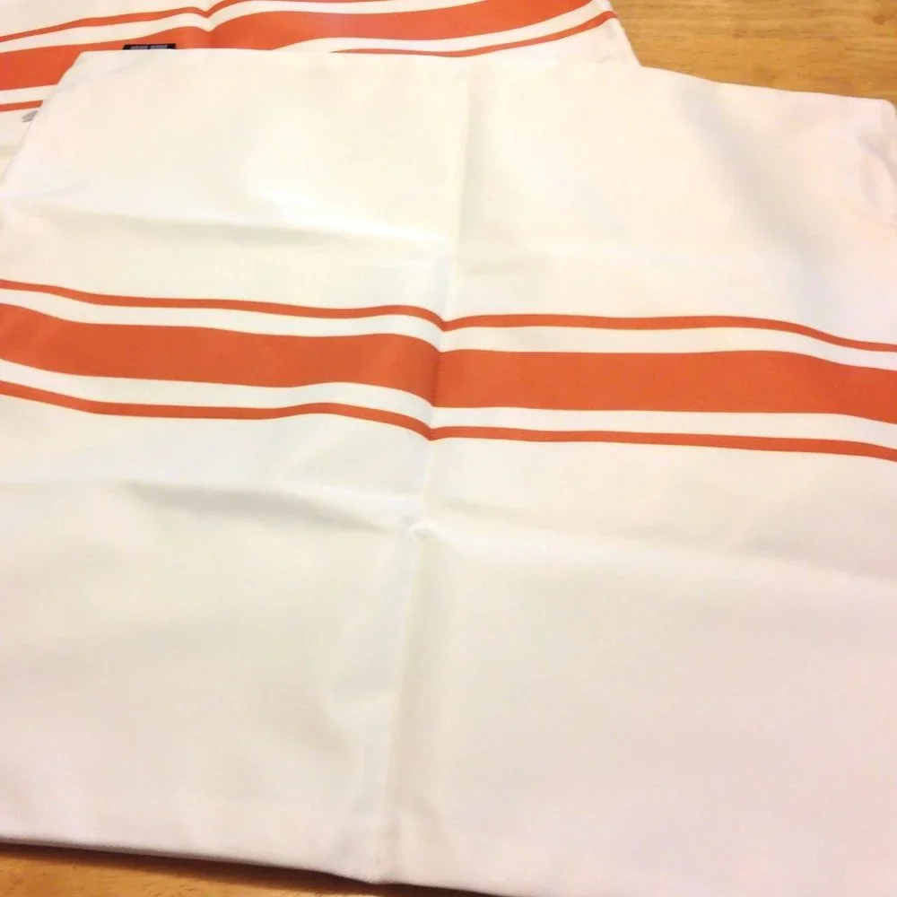 Decorative Accent Pillow Covers - cream and dark orange striped